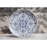 Vintage Servierplatte Servierteller Porzellan Weiß-Blau Strohblumen Muster Indisch Blau Winterling Bavaria Kuchenplatte Anbietplatte von ANadelchen