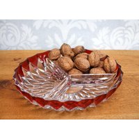 Vintage Snackschale Glasschüssel Klarglas-Rot Anbietschale Party Schale Bonbonschale Servierschale Knabberschale Dreigeteilt Tapasschale Vintage Snackschale Glasschüssel Klarglas-Rot Anbietschale Party Schale Bonbonschale Servierschale Knabberschale Dreigeteilt Tapasschale von ANadelchen