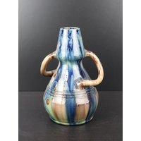Art Deco Tropfvase Aus Steingut Bemalt von MastorasAntiques