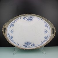 Jugendstil Blumen Große Servierplatte von MastorasAntiques