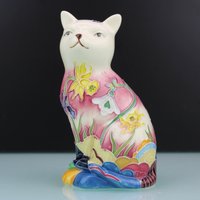 Jugendstil Emaille Bemalte Porzellan Katze Von Decor Du Gallion von MastorasAntiques