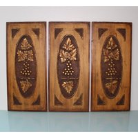 Jugendstil Handgefertigt Drei Große Holzplatten von MastorasAntiques