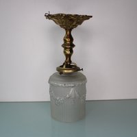 Jugendstil Messing Glas Blumenlampe von MastorasAntiques