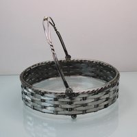 Jugendstil Versilberter Webkorb Mit Glaseinsatz von MastorasAntiques