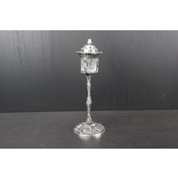 Jugendstil Versilberte Blumen Öllampe Zigarrenanzünder von MastorasAntiques