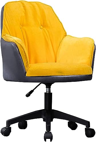 ANram Bürostuhl, Schreibtischstuhl, Bürostuhl, Freizeit, ergonomisches Design, gepolsterter Computerdrehstuhl mit mittlerer Rückenlehne und Verstellbarer Höhe (Farbe: Gelb + gebrochenes Weiß), vol von ANram