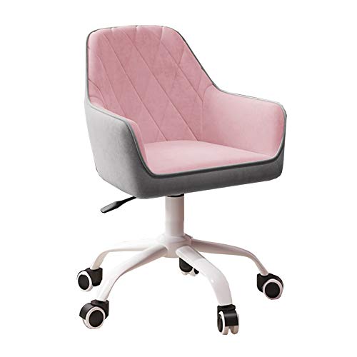 ANram Bürostuhl mit mittlerer Rückenlehne, ergonomischer Drehstuhl, Samt-Computerstuhl mit Lordosenstütze, für Büro, Zuhause, Wohnzimmer (maximale Belastung 150 kg) (Pink) von ANram