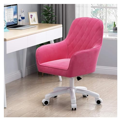 ANram Drehbarer Schreibtischstuhl, ergonomischer Schreibtischstuhl mit mittlerer Rückenlehne, samtgepolstert und stummgeschalteter Lenkrolle, Verstellbarer 360°-Drehstuhl für Bürostuhl (Farbe: Ros von ANram