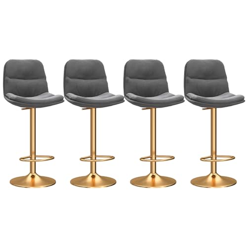 ANram Frühstücksbar Bhairs Barhocker Set mit 4 modernen Barstühlen, verstellbare drehbare Barhocker, Thekenhöhe mit hoher Rückenlehne für Bar, Küche, Esszimmer – + Gold von ANram