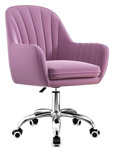 ANram Stuhl, Samt-Drehstuhl, gepolsterter Sitz, ergonomischer Stuhl mit mittlerer Rückenlehne, höhenverstellbar, Bürostuhl, Computerstuhl, Stuhl (Farbe: Lila) von ANram