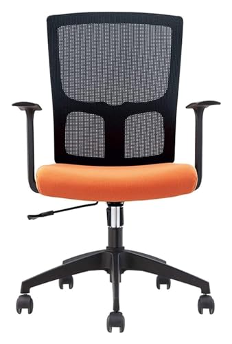 ANram Stuhl, Schreibtisch und Stuhl, ergonomischer Netz-Computerstuhl, Liegestuhl, Armlehne, Drehstuhl, mittlere Rückenlehne, Arbeitsstuhl, Stuhl erforderlich (Farbe: Orange) von ANram