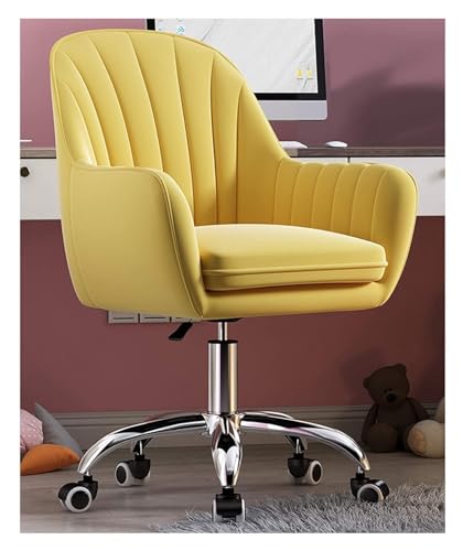 ANram Stuhl, Schreibtischstühle, Bürodrehstuhl, Verstellbarer Dicker Sitzkissen-Samtstoff, rollender, drehbarer, Verstellbarer Arbeitsstuhl mit mittlerer Rückenlehne (Farbe: Natur, Größe: versilbe von ANram