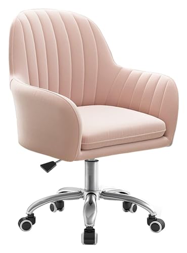 ANram Stuhl, drehbarer Schreibtischstuhl, Samt-Drehstuhl für Wohnzimmer, Schlafzimmer, Büro-Schreibtischstuhl, grau/rosa für Bürostuhl (Farbe: Rosa) von ANram
