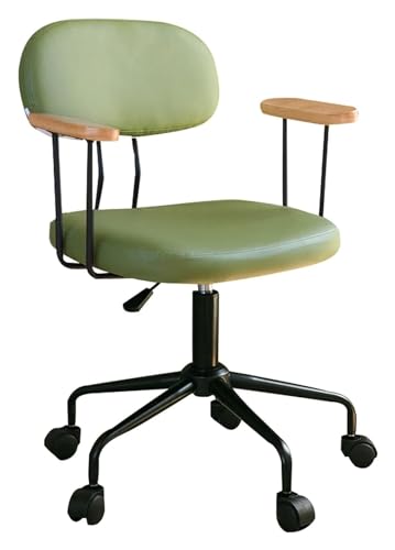 ANram Stuhl Drehbarer Bürostuhl, PU-Leder-Bürostuhl mit Armlehnen und Rückenstütze Drehbarer Schreibtischstuhl für höhenverstellbaren ergonomischen Computerstuhl (Farbe: Grün) von ANram
