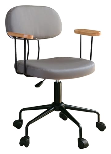 ANram Stuhl Drehbarer Bürostuhl, PU-Leder-Bürostuhl mit Armlehnen und Rückenstütze Drehbarer Schreibtischstuhl für höhenverstellbaren ergonomischen Computerstuhl (Farbe: Weiß) von ANram