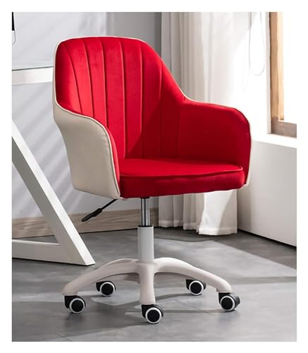 ANram Stuhl Drehbarer Schreibtischstuhl Schreibtischstühle mit Rädern, bequemer armloser Drehstuhl, Verstellbarer drehbarer rollender ergonomischer Chefbürostuhl für das Heimbüro Stuhl (Farbe: Rot von ANram