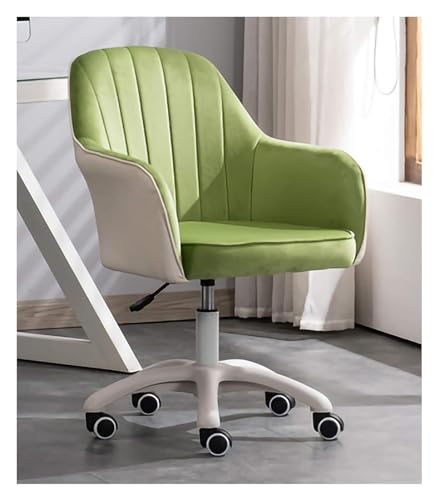 ANram Stuhl Drehbarer Schreibtischstuhl Schreibtischstühle mit Rädern, bequemer armloser Drehstuhl, Verstellbarer drehbarer rollender ergonomischer Chefsessel (Farbe: Grün) von ANram