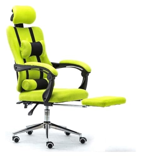 ANram Stuhl Ergonomie Büro Schreibtisch Stuhl Lift Drehstuhl Spiel Hohe Rückenlehne Gepolsterter Sitz Arbeitsstuhl (Farbe: Grün) von ANram
