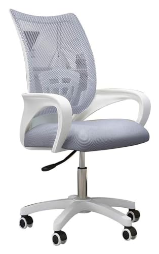 ANram Stuhl Stuhl Drehstuhl mit Netzrücken Ergonomischer Chefsessel mit niedriger Rückenlehne Drehbarer Lift-Computerstuhl Spielstuhl Arbeitsstuhl (Farbe: Weiß) von ANram