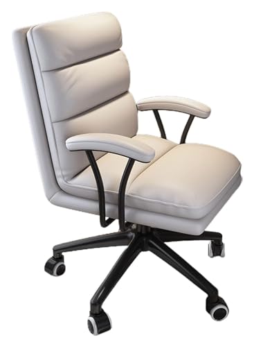 ANram Stuhl Verstellbarer Bürostuhl, ergonomische Computer-Drehstühle mit Rädern und Armlehnen für den Empfang im Schlafzimmer, Wohnzimmer (Farbe: Beige) von ANram