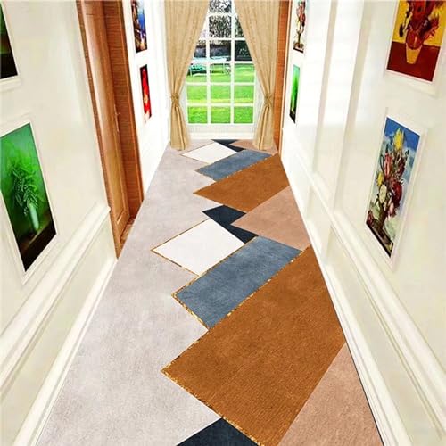 ANram Teppich, schmaler, Langer Flurläufer für Wohnzimmer, Küche, Flur, Treppen, schmaler Läufer mit Rutschfester Rückseite, 0,8 x 3,5 m von ANram