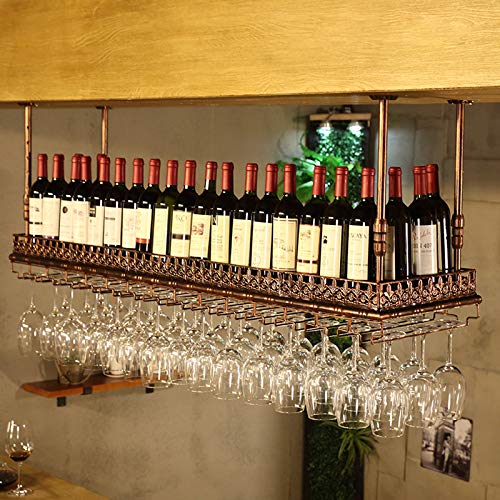 ANram Weinregale Decke Weinhalter, Bars Weinflaschenhalter Hängende Weinglasregale, Becher Stemware Racks, Home Multifunktions-Küchendekor Schrank,White,60x35cm von ANram