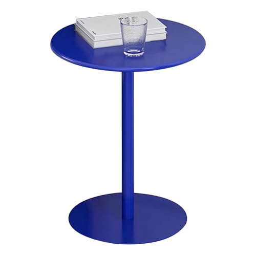 Bistrotisch, Blauer Pub-Tisch, runder Bartisch für Cocktail-Bistro, hoher Beistelltisch mit Metall-Eisen-Basis, Küchen-Esstisch, Kleiner Raum-Couchtisch (Größe: 40 x 40 x 62 cm) von ANram