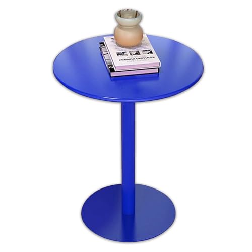 Bistrotisch, Esstisch, blau, runder Bartisch, hoher Pub-Bistrotisch für Küche, Esszimmer, Bistro-Cocktail, runder Cocktail-Bartisch mit Metallbasis (Größe: 48 x 48 x 72 cm) von ANram