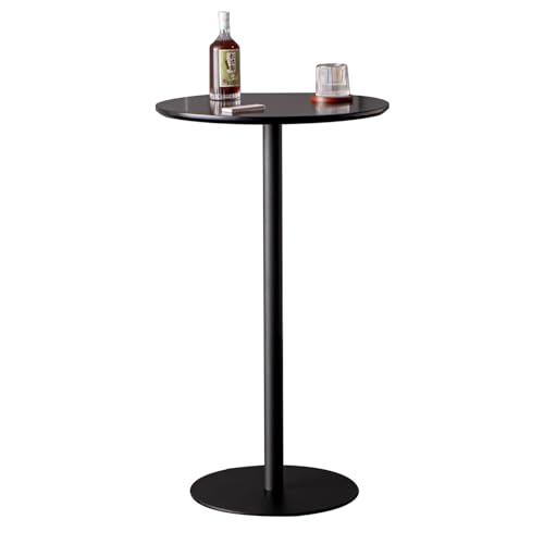 Bistrotisch, runder Cocktail-Bartisch, hoher Bistro-Pub-Tisch mit Metallsockel, schwarzer Esstisch, Kleiner Beistelltisch, Beistelltisch für Wohnzimmer, Schlafzimmer, Balkon (Größe: 40 x 40 von ANram