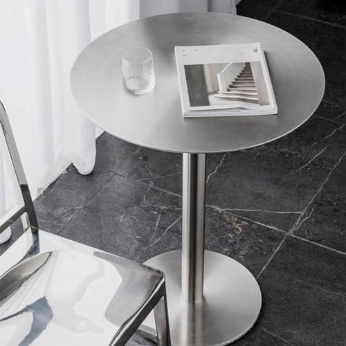 Bistrotisch Runder Bartisch Frühstückstisch 40 cm/50 cm Stahl-Edelstahl-Tischplatte, Theken-Bistro-Pub-Tische mit Metallsockel, platzsparender Pub-Speisetisch, einfach zu montieren (Größe: 4 von ANram