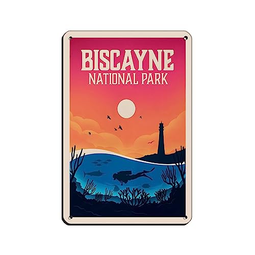 ANueva Biscayne Nationalpark-Reiseposter, Blechschild, Vintage, Metall, Pub, Club, Café, Bar, Zuhause, Wandkunst, Dekoration, Poster, Retro-Stil, 20 x 30 cm von ANueva