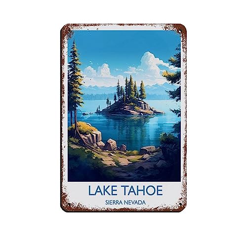 ANueva Lake Tahoe Sierra Nevada Reiseposter Blechschild Vintage Metall Pub Club Cafe Bar Zuhause Wandkunst Dekoration Poster Retro-Stil 20 x 30 cm von ANueva