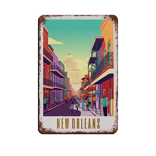 ANueva New Orleans French Quarter Reiseposter, Blechschild, Vintage, Metall, Pub, Club, Café, Bar, Zuhause, Wandkunst, Dekoration, Poster, Retro-Stil, 20 x 30 cm von ANueva