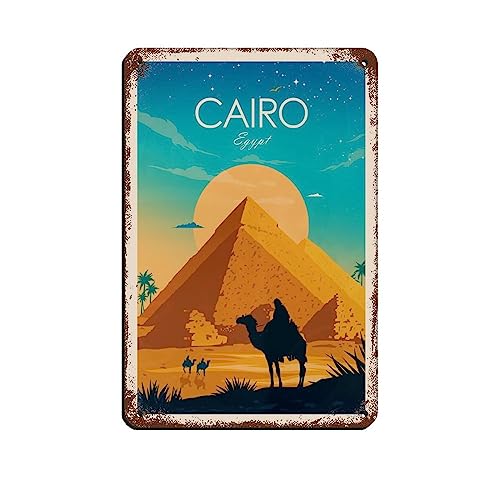 Reiseposter, Motiv: Kairo, Ägypten, Pyramiden von Gizeh, Retro-Poster, Metallblechschild, schick, Kunst, Retro, Eisenmalerei, Bar, Menschen, Höhle, Café, Familie, Garage, Poster, Wanddekoration, 20 x von ANueva