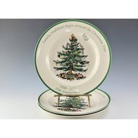 Spode Weihnachtsbaum 75. Jahrestag Festliche Speiseteller Teller Set | 3 von ANuthermansTreasures