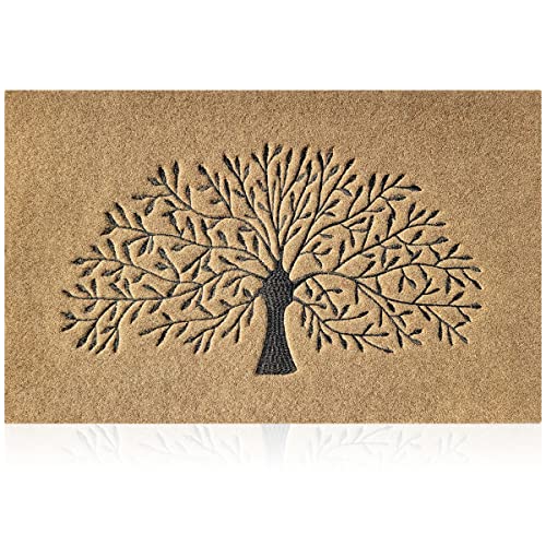AOAOPQ Fußmatte Baum des Lebens Schmutzfangmatte Bodenmatte Waschbare Absperrmatte Strapazierfähige rutschfeste Eingangsteppich Super saugfähig für Innen- und Außenbereich Teppich (Brown, 40 x 60 cm) von AOAOPQ