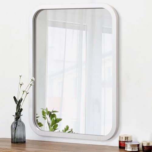 AOAOPQ Hängender Spiegelrahmen Wandmontierte hängende Spiegel für Badezimmer Eitelkeit Wohnzimmer Schlafzimmer Eingangsbereich Dekor Holz Weiß von AOAOPQ