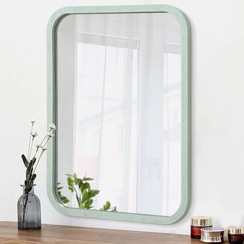 AOAOPQ Hellgrüner Badezimmer Eitelkeit Spiegel für Wand montiert gerundetes Rechteck für Schlafzimmer Wohnzimmer Bauernhaus horizontal oder vertikal hängende von zu 40x50cm von AOAOPQ