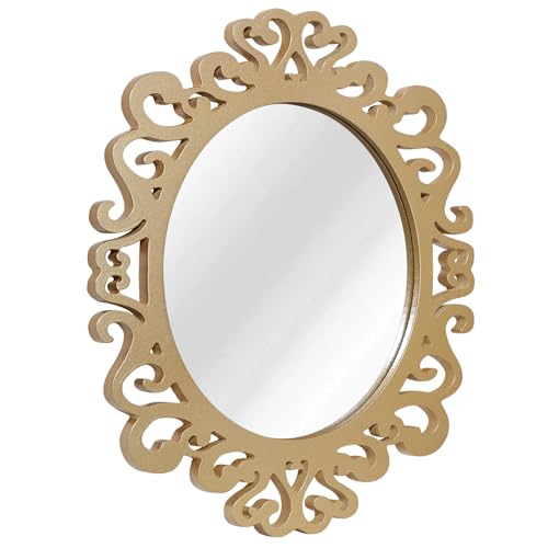 AOAOPQ Kleine Gold Wandspiegel für Flur Dekor Holz geschnitzt Oval Vintage Spiegel hängenden Spiegel für Schlafzimmer Wohnzimmer Wohnung Eingang Home Decor von AOAOPQ