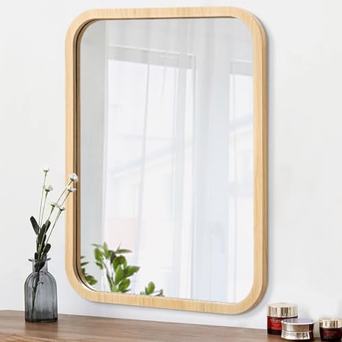AOAOPQ Rechteckiger Wandspiegel Gerahmt 40x50cm Zoll Spiegel für Bad Schlafzimmer Eingang Wohnzimmer Holz von AOAOPQ