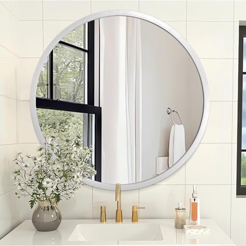 AOAOPQ Spiegel für Wandspiegel 24 Zoll Sliver Metals Framed Round Farmhouese Badspiegel Ative Hanging Mirror for Bedroom Vanity Entryway AOAOPQ Spiegel für Wandspiegel 24 Zoll Sliver Metals Framed Round Farmhouese Badspiegel Ative Hanging Mirror for Bedroom Vanity Entryway von AOAOPQ
