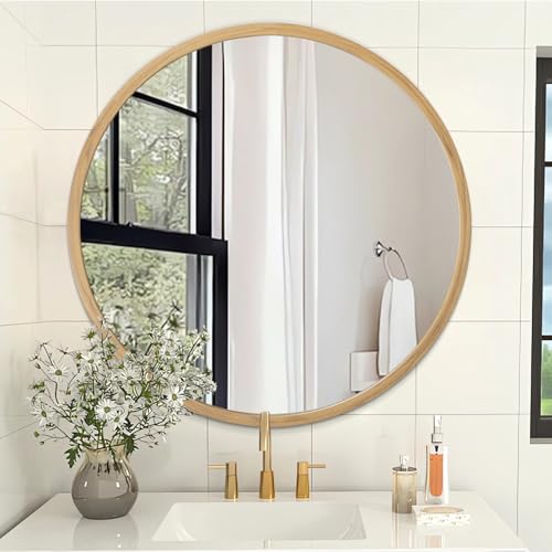 AOAOPQ Wandspiegel für Badezimmer Gebürstetes Metall Gerahmt Rund Ative 24 Zoll Spiegel Hängend Großer Spiegel für Zuhause Wohnzimmer Schlafzimmer Matt Woodgrain AOAOPQ Wandspiegel für Badezimmer Gebürstetes Metall Gerahmt Rund Ative 24 Zoll Spiegel Hängend Großer Spiegel für Zuhause Wohnzimmer Schlafzimmer Matt Woodgrain von AOAOPQ