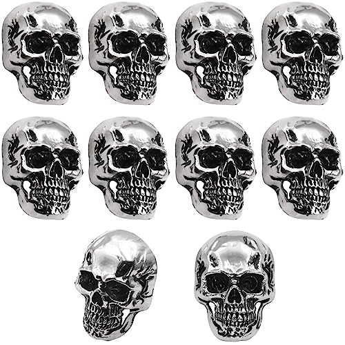 Coole Totenkopf-Kühlschrankmagnete, Skelett-Kühlschrankmagnete für Gothic-Küchendekoration, Büro-Whiteboards, Schließfächer, Zubehör, Akten, Fotos, Karten, Kalender (Silber, 10 Stück) von AOAOYING