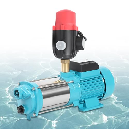 1300W Selbstansaugende Kreiselpumpe aus Edelstahl 9.8bar Selbstansaugende Gartenpumpe Wasserwerkspumpe Jet-Pumpe 4000l/h Mit Strömungsschalter Manometer von AOAPUMM