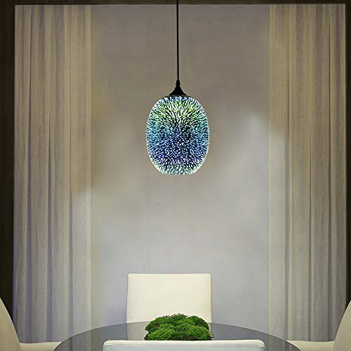 AOAPUMM Pendelleuchte Moderne farbige Glas-LED-Pendelleuchte Kreative 3D-Feuerwerk-Deckenleuchte Dekoratives Licht Höhenverstellbar Geeignet für 32.3-53.82ft². von AOAPUMM