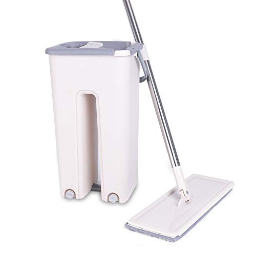 AOAPUMM Bodenmopp mit Eimer, Flachbodenwischer mit 140 cm langem verstellbarem Edelstahlstiel und 10 Mikrofaserpads, 2 in 1 Reinigungseimer und Wischmop-Set, Wischmop mit Wringfunktion für alle Böden AOAPUMM Bodenmopp mit Eimer, Flachbodenwischer mit 140 cm langem verstellbarem Edelstahlstiel und 10 Mikrofaserpads, 2 in 1 Reinigungseimer und Wischmop-Set, Wischmop mit Wringfunktion für alle Böden von AOAPUMM