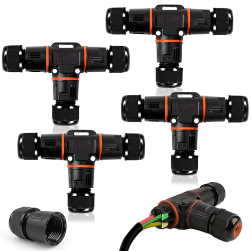 4 Stück Kabelverbinder Wasserdicht IP68, T-Form Verteilerdose Klemmdose Kabelverbinder Wasserdicht 3-polig Erdkabel Verbindungsmuffe für Ø3-12 mm Kabeldurchmesser, Acrylnitril-Butadien-Styrol 4 Stück Kabelverbinder Wasserdicht IP68, T-Form Verteilerdose Klemmdose Kabelverbinder Wasserdicht 3-polig Erdkabel Verbindungsmuffe für Ø3-12 mm Kabeldurchmesser, Acrylnitril-Butadien-Styrol von AOBOPLE