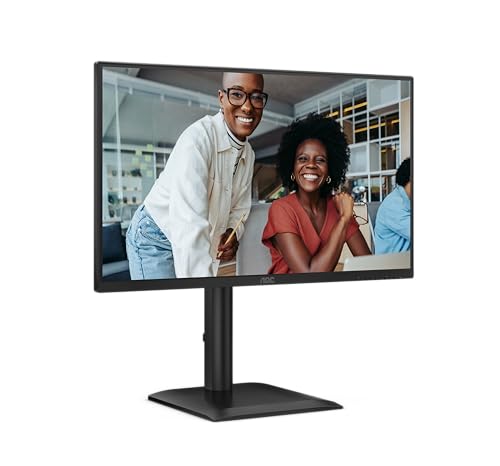 AOC 24E4CV - 24 Zoll Full HD Monitor, höhenverstellbar, Lautsprecher (1920x1080, 120 Hz, HDMI 1.4, DisplayPort 1.2, DP Out, USB-C (90 W Power Delivery), RJ45, USB Hub) schwarz von AOC