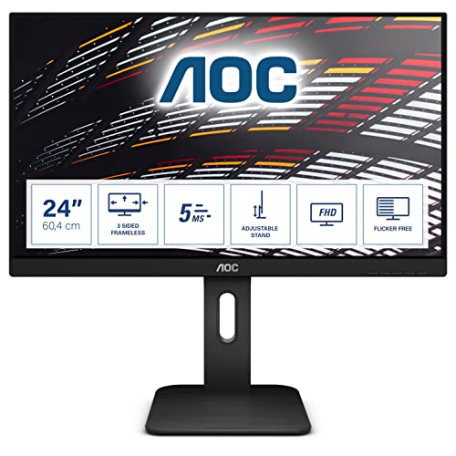 AOC 24P1 - 24 Zoll FHD Monitor, höhenverstellbar ( 1920x1080, 60 Hz, VGA, DVI, HDMI, DisplayPort, USB Hub) schwarz von AOC