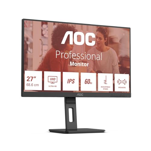 AOC 27E4CV - 27 Zoll Full HD Monitor, höhenverstellbar, Lautsprecher (1920x1080, 120 Hz, HDMI 1.4, DisplayPort 1.2, DP Out, USB-C (90 W Power Delivery), RJ45, USB Hub) schwarz von AOC
